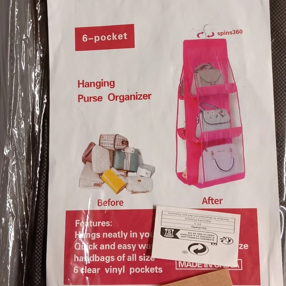 6 Pocket hanging purse organizer New in pkg - Picture 2 of 3